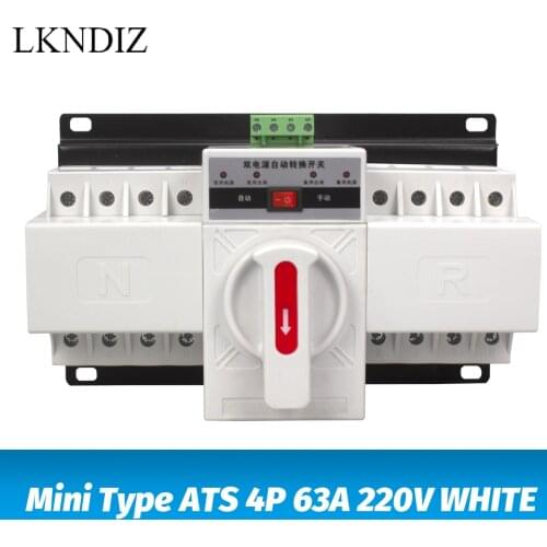 4P MCB type Dual Power Automatic transfer switch ATS 63A 380V