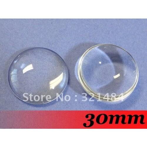 Free ship! 30mm 200piece/lot Clear Round Flatback Glass cabocons Glass Dome Seals Fit Cameo Settings Jewelry DIY