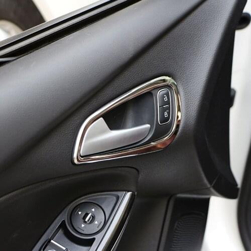 BLACK/RED/SILVER Car Stainless Steel Interior Doors Hand-clasping Handle Ring Sticker for Ford Focus 4 MK4 2015 - 2018 Acc