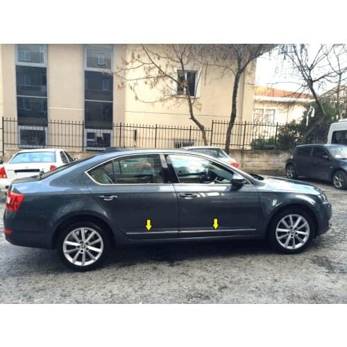 For Skoda Octavia A7 Chrome Door Side Streamer 2013 2014 2015 2016 2017 and 4 Pieces Car Accessories Special Chrome Accessory