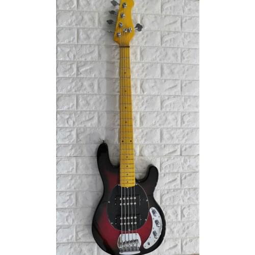 Electric bass guitar Ray 5 strings M bass cherry-red color HH open Pickup Chrome Hardware,Paypal available!Bs-11
