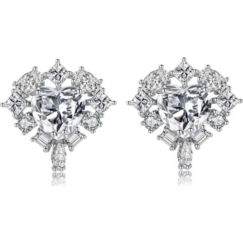 EYER Fashion Love Heart Earrings copper Paraiba Tourmaline Copper Wedding Engagement Crystal Fine Hot Brazil Jewelry