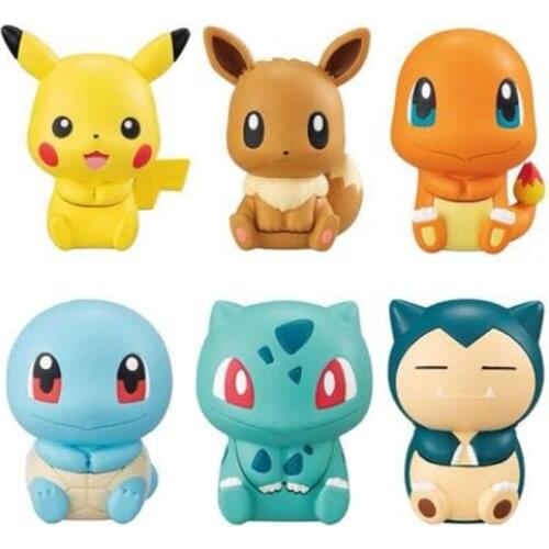 Original Pokemon Anime Figure Pikachu Action Figurine Cute Big Head Doll Small Ornaments Kids Toys Room Decor Christmas Gifts