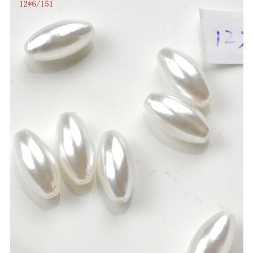 FLTMRH 50pcs 8*4mm ABS Imitation Pearl Straight Hole Rice Beads DIY Accessories Whol sale Resin Beaded For Jewelry Making