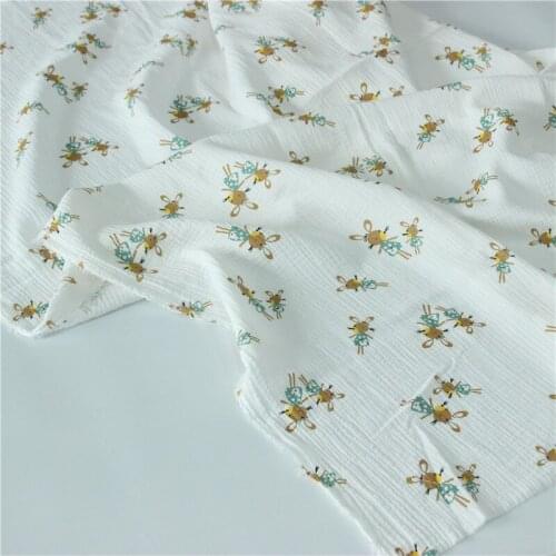 Cotton and Linen Crepe Cloth Double Gauze Printed Childrens Clothing Cloth Bubble Yarn Mosquito-proof Pants Pajamas Fabric