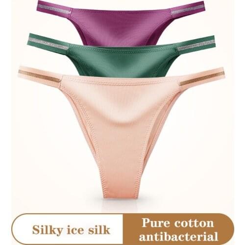 Cotton Panties Female Underpants Sexy Panties for Women Briefs Hip lift Underwear Plus Size Pantys Ice silk Lingerie Solid Color