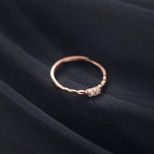 Solid 925 Sterling Silver Rings for Women Teen Girls Twisted CZ Crystal Adjustable Thin Fashion Jewelry Dropshipping 2021