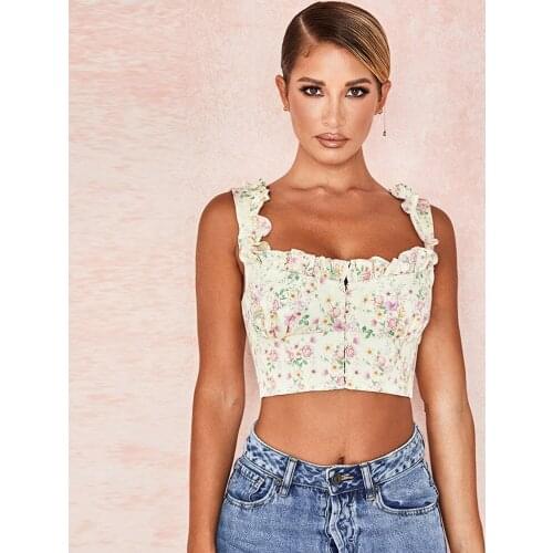 Floral Short Crop Tops Women Camis Sexy Vest Bustier Camisole Fashion Slim Tank Corsets Clothing Night Club Hot Sale 2020 Summer
