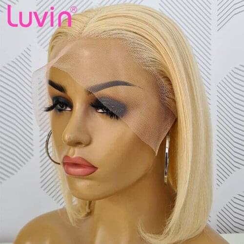Luvin Closure Wig 613 Blonde 13X4 HD Transparent Lace Front Human Hair Wigs Straight Brazilian Short Bob Frontal Wig Black Woman