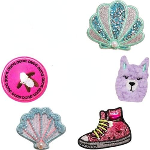 Alpaca Seashells Embroidery Cloth Sticker Desert Camel Iron on Patch Thermo Adhesive Badges Girls Bags Clothes Appliques Patches