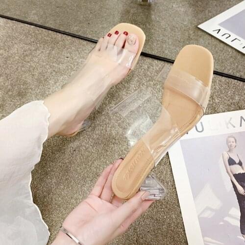 2020 New PVC Transparent Slippers Open Toes Sexy Serpentine High Heel Crystal Womens Shoes Transparent High Heels Sandals