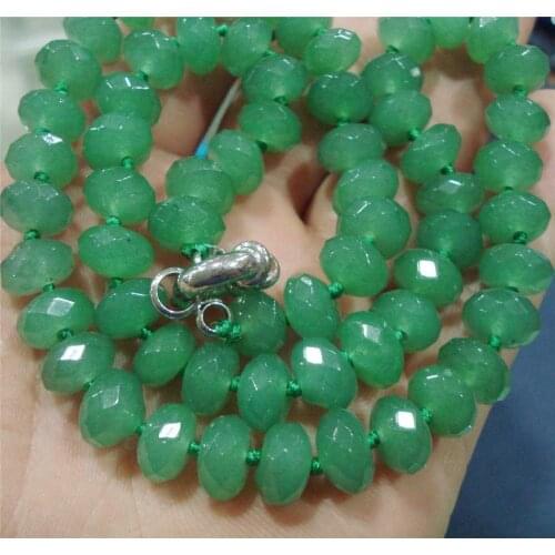New Faceted 5x8mm Green Emerald Roundel Beads Necklace 18"