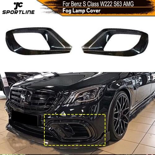 Carbon Fiber Front Bumper Air Vent Outlet for Mercedes-Benz S Class W222 S63 AMG 2018 - 2020 Fog Lamp Mesh Cover Carbon Trim