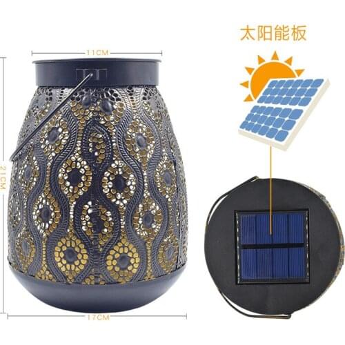 Solar wrought iron hanging light outdoor garden light waterproof villa decoration chandelier landscape light