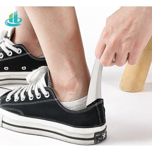 Durable Handle Stainless Steel Metal Silver Color Shoe Horn Lifter Long Shoespooner Shoehorn High Quality