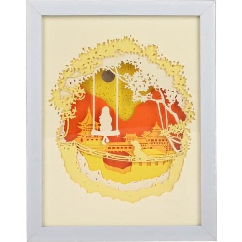 Promotional custom lighted shadow boxes wall hang art painting decorative wooden shadow boxes