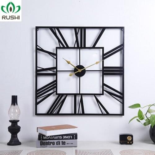 Nordic Noiseless Hanging Clock Living Room Light Luxury Creative Art Wall-Mounted Oversized Wall Decorative Clock Iron Clock