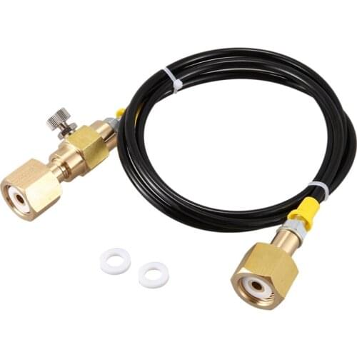 O2 Tank Refill Station Charging Adaptor Transfer with 1.5M 5Ft Hose W21.8-14 to W21.8-14(DIN 477)