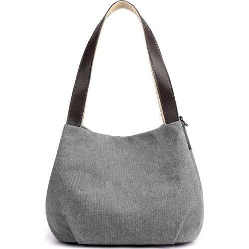 Shoulder Bag For Woman Canvas Casual Tote Solid Color Zipper Soft Purses And Luxury Handbag Designer Bolsa Feminina Bolsos Mujer