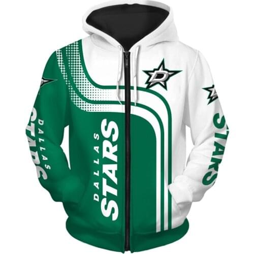 Dallas mens Fashion Long Sleeve 3D Stars Zip Hoodies Stitching Curve Difference Abstract five-pointed Star Print Sweatshirt