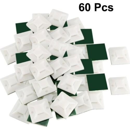Uxcell 60pcs Self-adhesive Cable Clips Mounts Wire Base Cable Clip Mount Holders 19x19mm Light Weight Fit 6mm Wiring Accessories