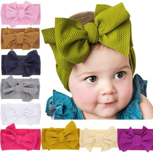 Yundfly Boutique Baby Bow Headbands Kids Newborn Infant Elastic Wide Knot Headwraps Fashion Hair Accessories Photo Props