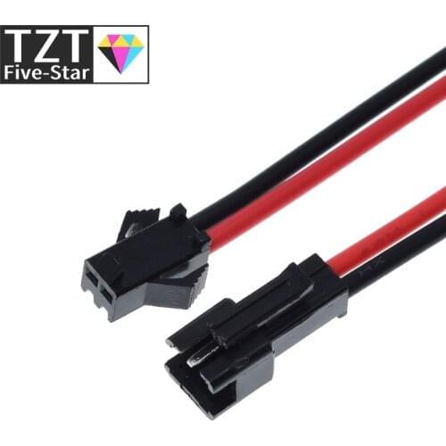 TZT 1Pairs 15cm Long JST SM 2Pins Plug Male to Female Wire Connector For diy