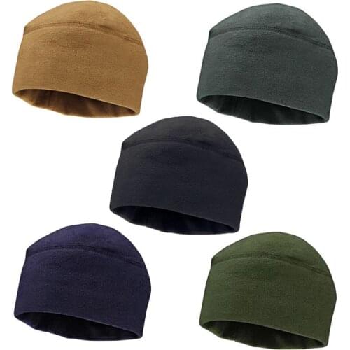Unisex Winter Solid Color Soft Warm Watch Cap Polar Fleece Thickened Military Army Beanie Hat Windproof Outdoor Tough Headwear