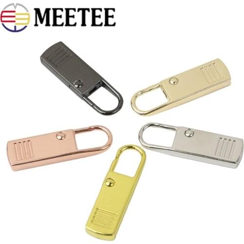 5pcs 11X38mm 5#8#10# Zipper Puller Spring Sanp Buckle Removable Zip Slider Head for Metal Nylon Resin Zips Pendant Repair Tools