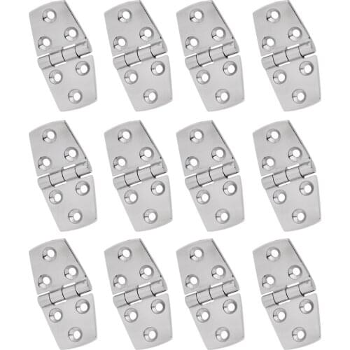 12 Pieces High Polished 316 Stainless Steel Strap Hinge Door Hinge Flush Mount Deck Hardware for Marine Boat Yacht RV Caravan