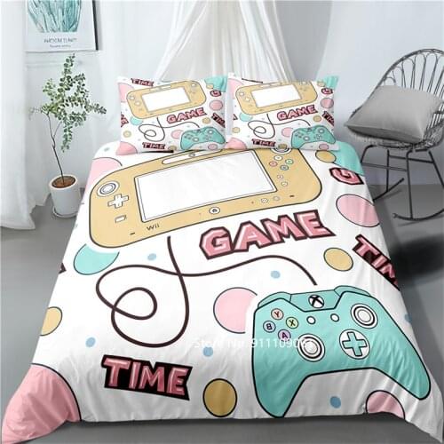 2-3 Cute Cartoon Duffle Covers Pillowcase for Young and Energetic Gamepad Children Bedding Set for Adult Soft Home Textiles