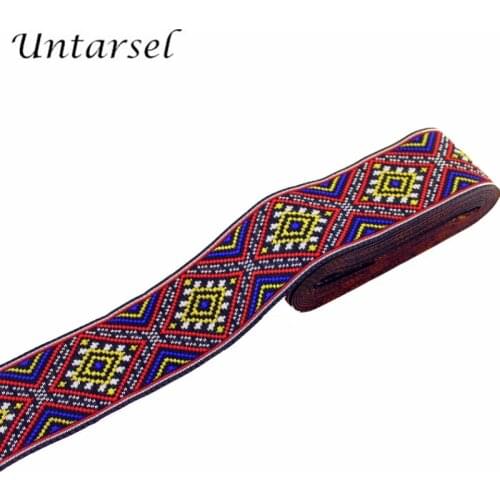 2"(50mm)width colorful ethnich fabric ribbon luxury braid webbing jacquard lace handmade craft clothes sewing tape