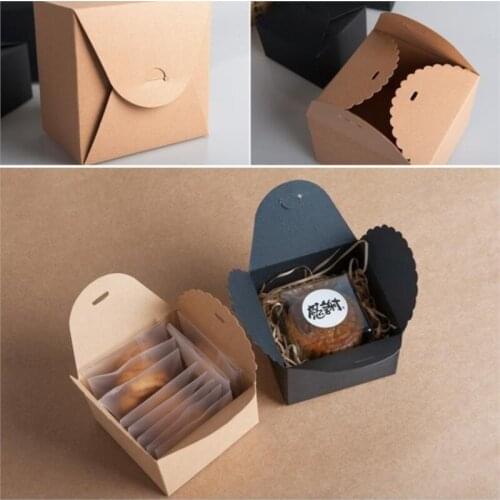 20pcs/lot 9x9x6/12x12x9cm black brown Color Square Cookie Boxes Kraft Paper Small Chocolate Macaron Cake Box Gift Diy Package