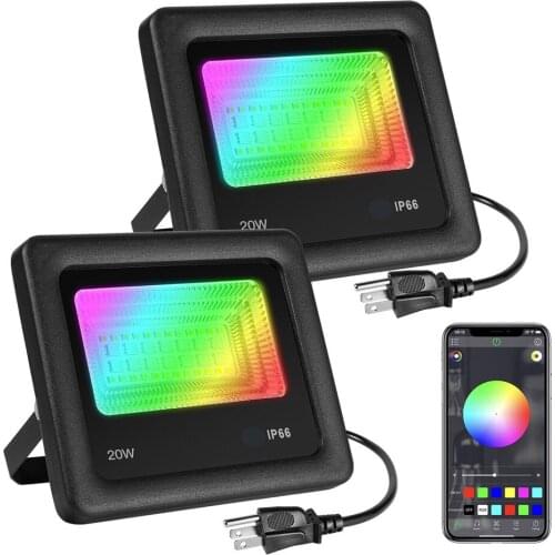 20W Bluetooth APP Smart LED Flood Lights RGB Outdoor LED FloodLight spotlight Dimmable Wall Stage Light for Party Garden