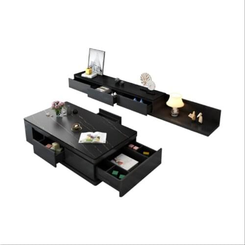 2021 rock plate coffee table TV cabinet combination Modern minimalist marble coffee table scalable TV cabinet tea table