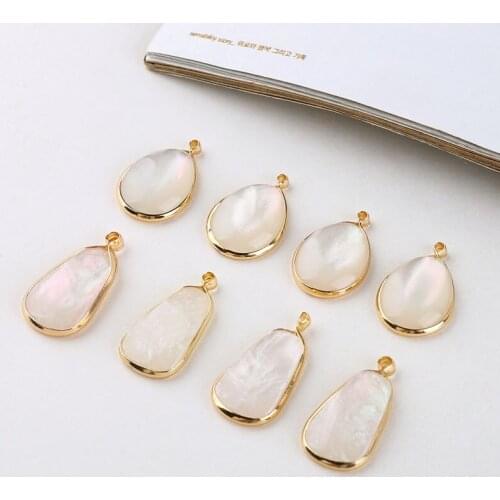 4pcs New Korean Copper edging Irregular Earrings Symphony Shell Round Water Drop Pendant DIY Jewelry Earring Necklace Material