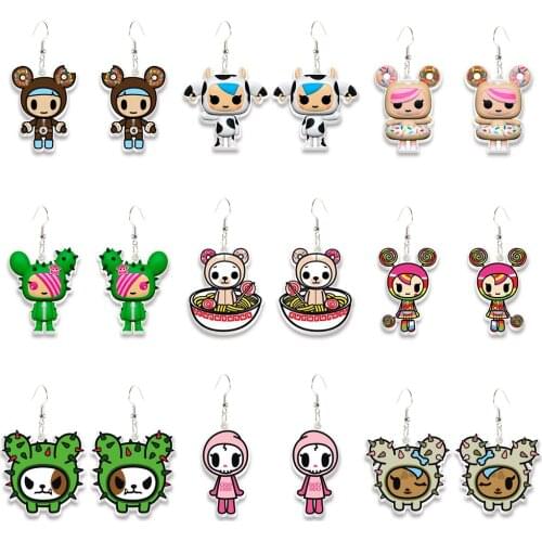 Acrylic Hook Drop Earrings Cartoon Character Resin Earrings For Kid Charm Gift Summer Jewelry Decoration