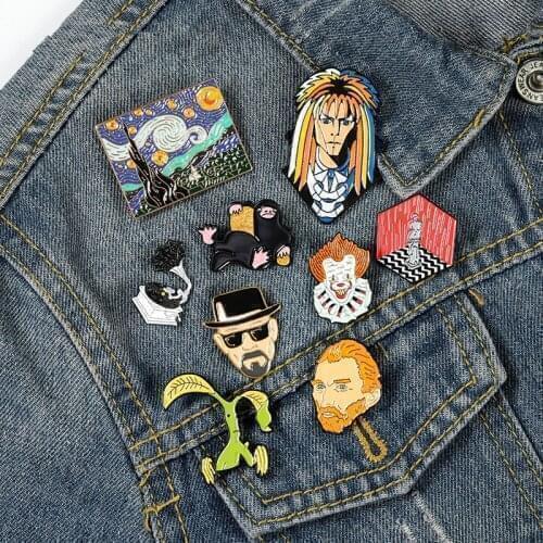 Humanities and Arts Enamel Lapel Pins Movie Music Painting Sculpture Brooches Badge for Bag Lapel Jewelry Gift for Friends