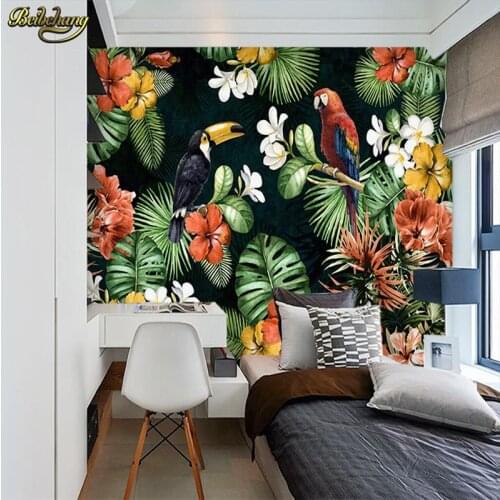 Beibehang Custom Parrot Tropical Rainforest 3D photo wall paper stereoscopic backdrop bird leaf large wall mural wallpaper roll