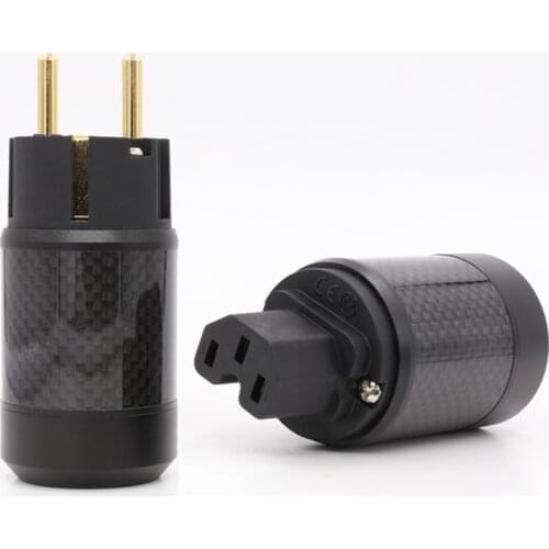 Hi-End Audiocrast Gold Plated EU Power Plug Schuko Power Connector hifi IEC Connector One Pair