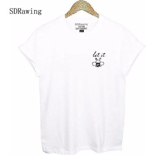 Hipster Pocket Tee Tumblr TShirt Pocket Printed Tees Shirts Graphic Womens T Shirts Teen Girl Shirts Gifts Ideas Let it be