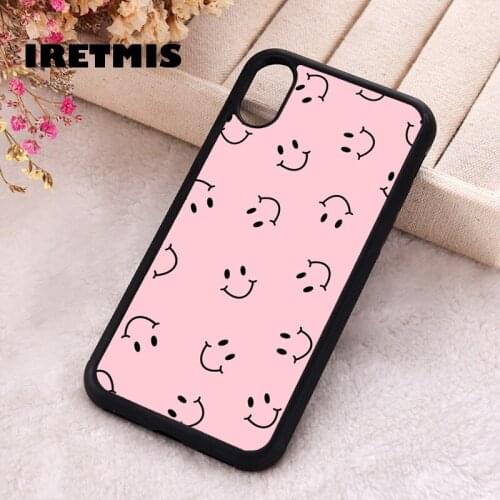 Iretmis 5 5S SE 2020 phone cover cases for iphone 6 6S 7 8 Plus X Xs XR 11 12 Mini Pro Max Silicone TPU PINK SMILEYS