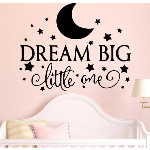 Classic dream big quotes Environmental Protection Vinyl Stickers For Kids Rooms Nursery Room Decor moon Wall Decal Home Decor