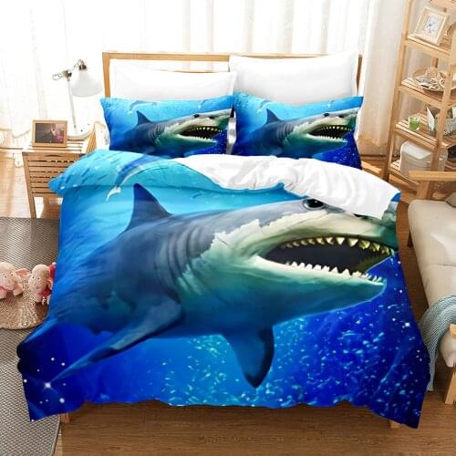 Dolphin Shark Bedding Set Single Twin Full Queen King Size Ocean Fish Bed Set Childrens Kid Bedroom Duvetcover Sets 3D Print 02
