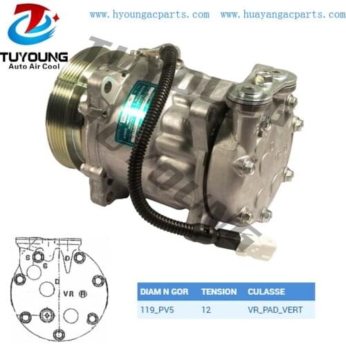 Sanden SD7V12 Auto a/c compressor for-Citroen Berlingo Saxo Xsara-Peugeot 106 306 6453N1 5pk 119mm 12v