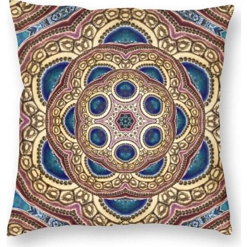 The Royal Egg Mandala Square Pillow Cover Home Decorative Boho Floral Pattern Cushions Throw Pillow for Living Room Double-sided