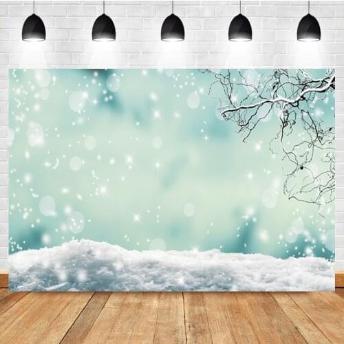 Laeacco Snowflake Light Bokeh Branches Winter Birthday Photo Photography Background Photographic Backdrop For Photo Studio