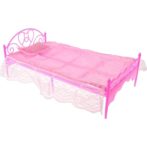 Cute Dolls Bed with Bed Sheet Pillow Set Furniture for 1/6 Blythe BJD SD Momoko Dolls House Baby Toys Girl Birthday Gift