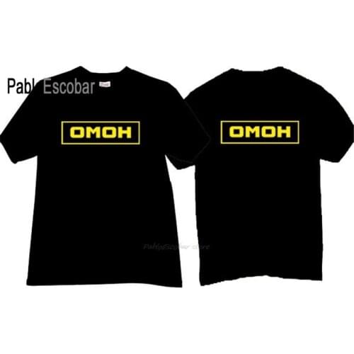 Fashion t-shirt men cotton t shirt New OMON T-shirt with yellow lettering in black brand tee-shirt male summer tops