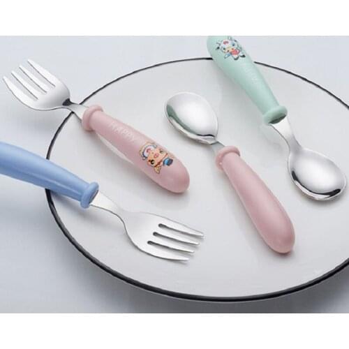 IMBABY Childrens Tableware Spoons+Fork Set For Children Baby Tableware Babies ​Utensils Baby Feedind Eating Dinnerware Set